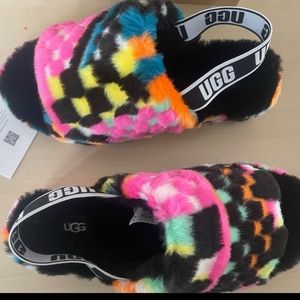 Ugg Plush Slippers Neon Checkerboard FLUFF YEAH !!!